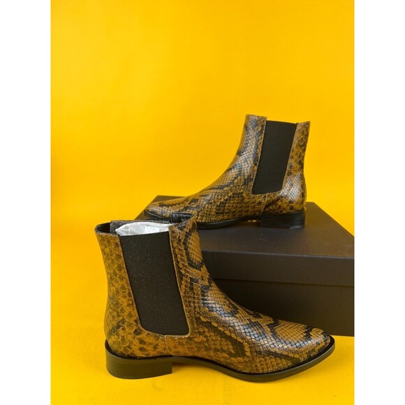Freda Salvador Joan Chelsea Boots Womens 5 M Brass Snake Embossed Leather NWB - Picture 1 of 12